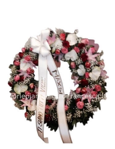 Corona funebre tonalità rosa